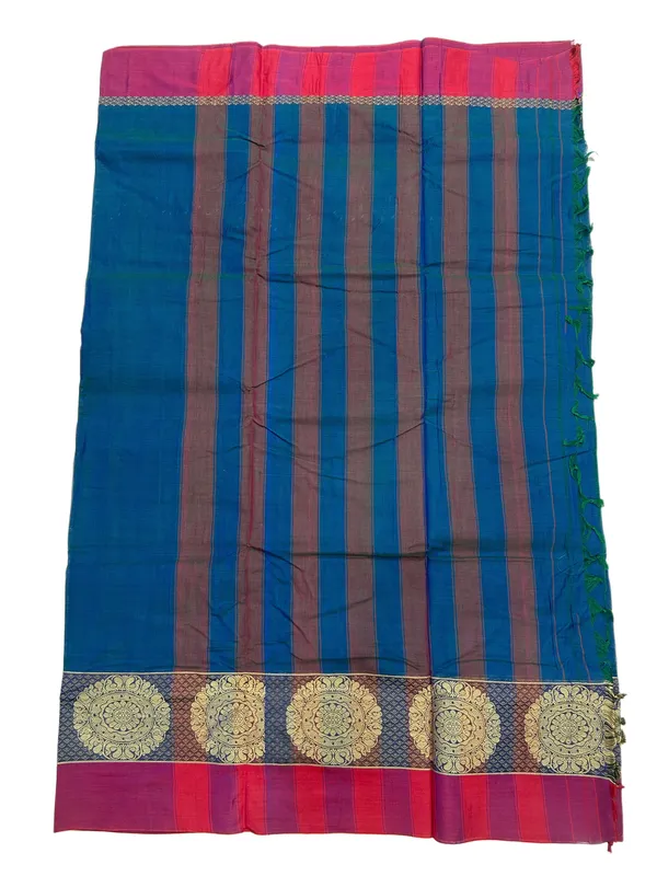 Blue_Dollar_Border_Pure_Narayanpet_100%_Cotton_Saree_For_Women