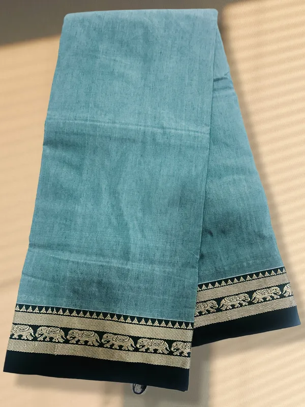 Elephant_Border_Mercerised_Cotton_Saree_–_Small_Border_–_6.20_m