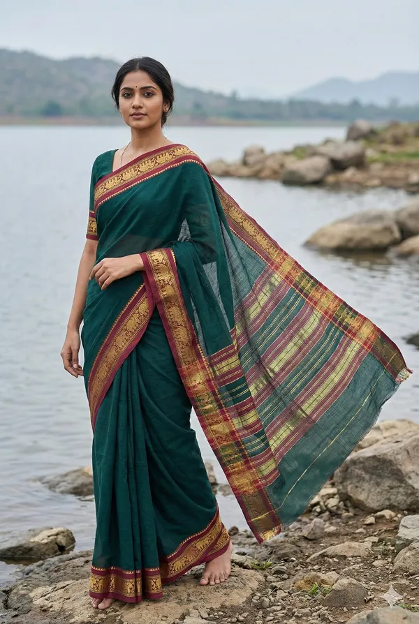 Elephant_border_cotton_saree_2/100_yarn