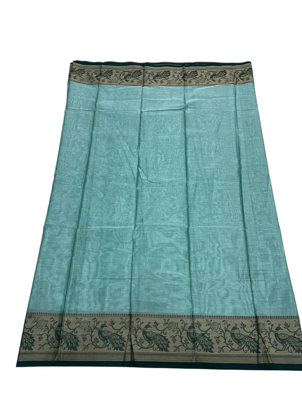 Onion_Green_100%_Pure_Cotton_Peocock_Border_Saree_For_Women
