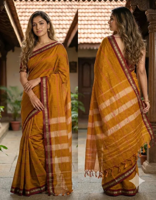 Golden_colour_running_small_butta_pure_cotton_6:20_m_with_running_blouse_ps