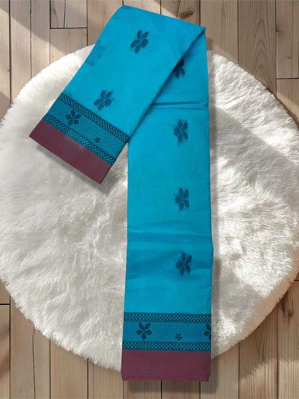 HANDLOOM_blue_pure_naraynpet_cotton_saree_100%_guaranteed