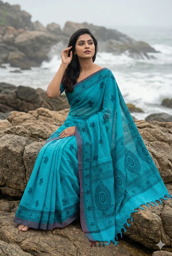 HANDLOOM_blue_pure_naraynpet_cotton_saree_100%_guaranteed