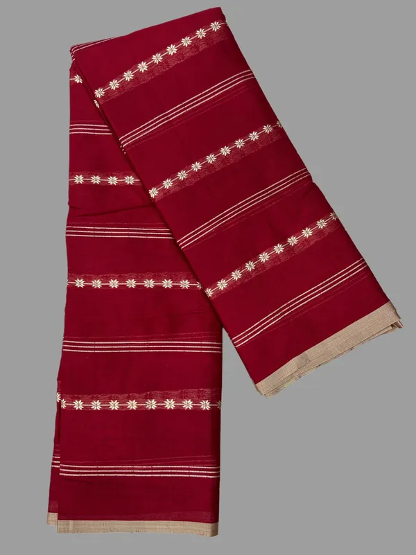 Handloom_Narayanpet_Pure_Cotton_Saree_with_Traditional_Butta_Design_&_Contrast_Border_|_Soft_Lightweight_Cotton_Saree_|_6.20_m_with_Running_Blouse_Piece