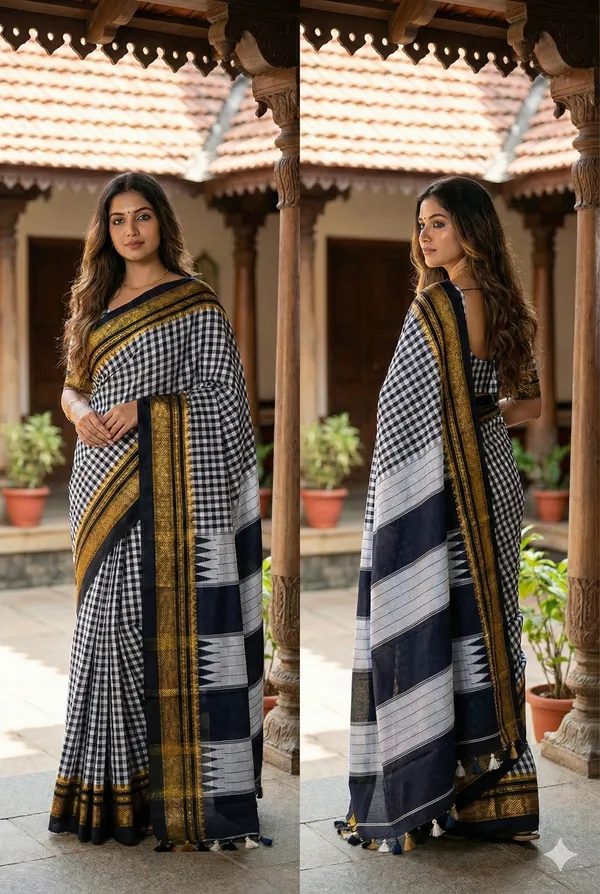 Ilkal_cheqs_top_silk_pallu_saree