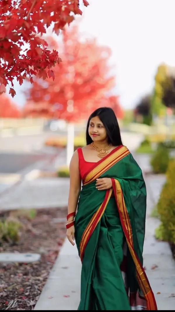 Ilkal_silk_pallu_green_saree_100%_cotton_+_silk_pallu