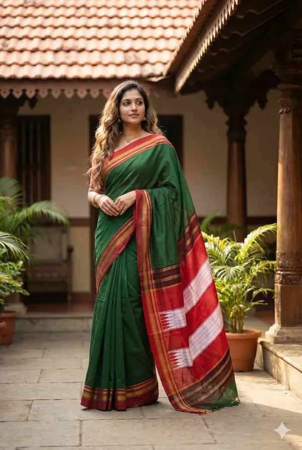 Green_Ilkal_Top_Silk_Pallu_Saree_For_Women