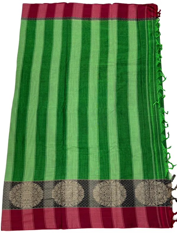 Light_Green_Chakra_Border_Pure_Narayanpet_Cotton_Saree_–_Traditional_Handloom_6.20m_with_Blouse_Piece_for_Women