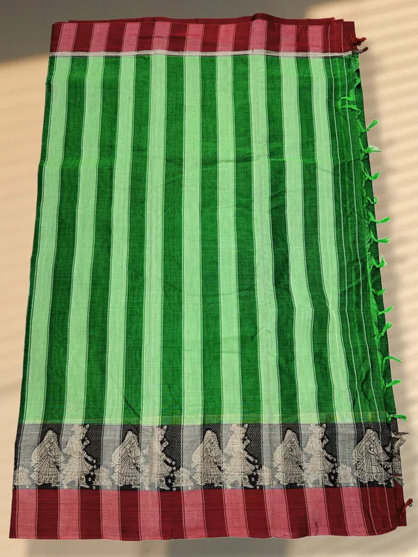 Light_Parrot_Green_Agni_Border_Pure_Narayanpet_Cotton_Saree_–_Traditional_Handloom_6.20m_with_Blouse_Piece_for_Women