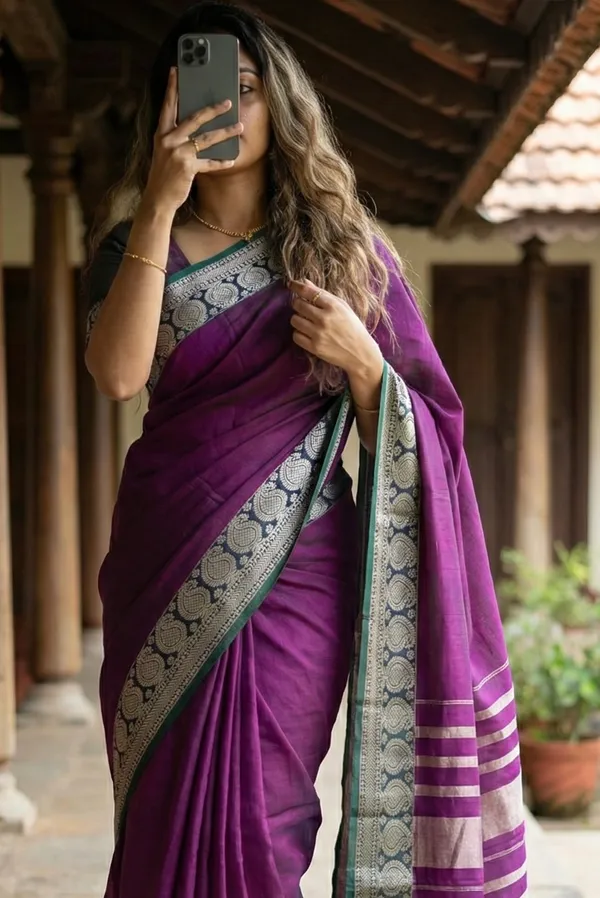 Mango_thread_Border_mercerised_naraynpet_cotton_100%_with_6.20_m_saree_&_0.80_cm_running_blouse