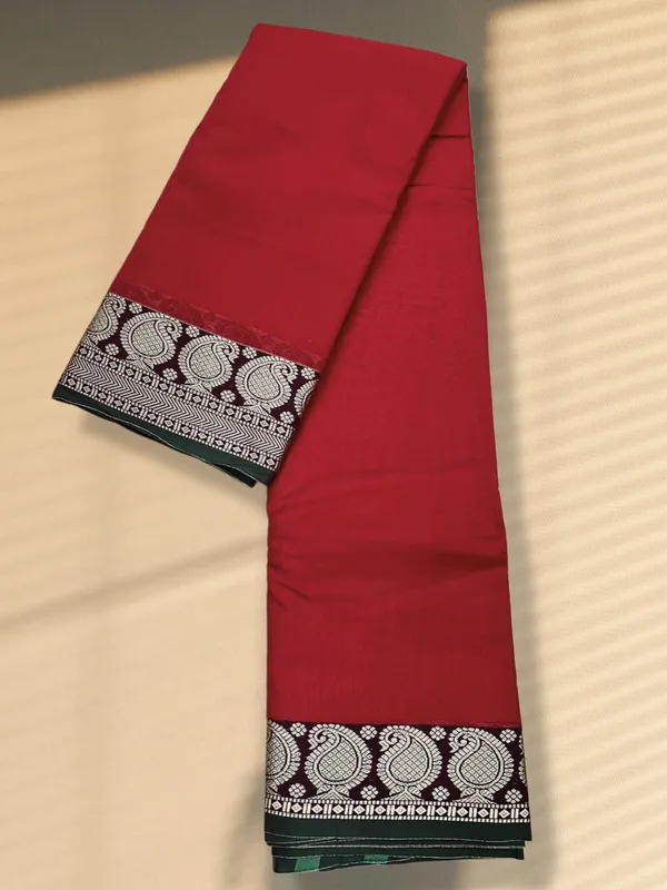 Mango_thread_Border_mercerised_naraynpet_cotton_100%_with_6.20_m_saree_&_0.80_cm_running_blouse__red