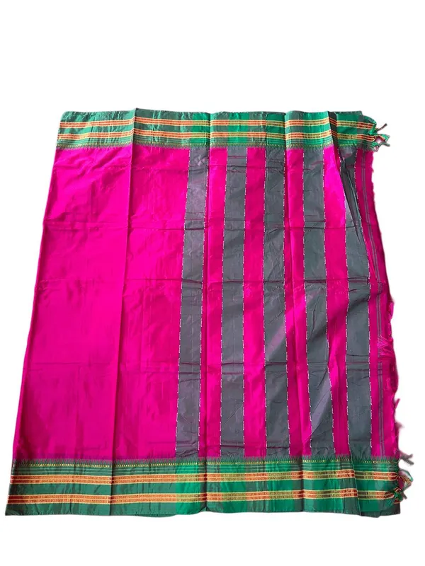 Pink_100%_Cotton_Border_Saree_For_Women
