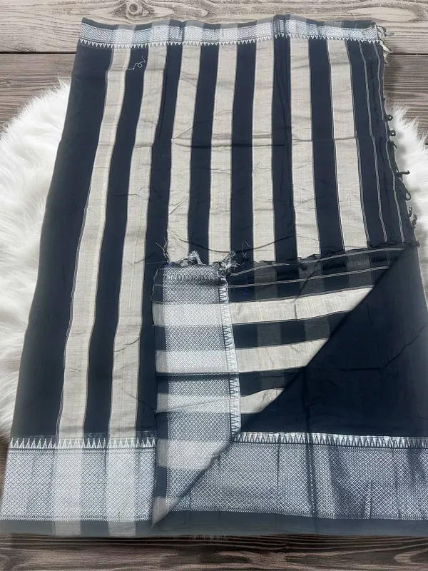 Black_Naraynpet_Silver_Border_Cotton_100%_Saree_For_Women