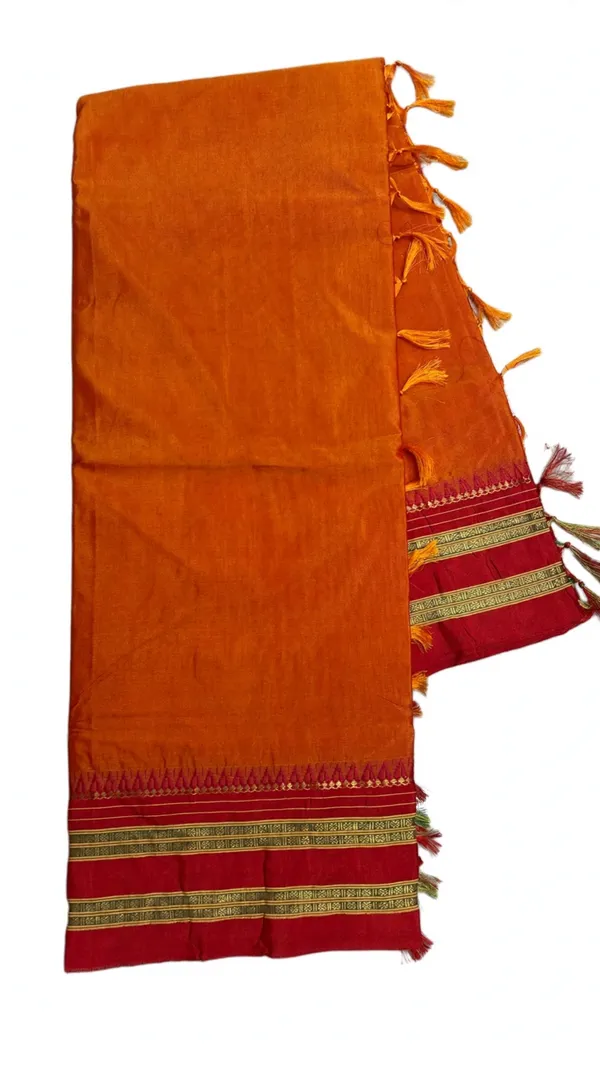 NRPT_Vibrant_Orange_Saree_with_Traditional_Red_Temple_Zari_Border
