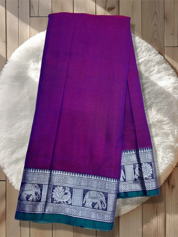 Megenta_Narayanpet_Silver_Zari_With_Elephant_And_Peocock_Saree_For_Women