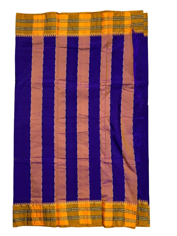 Purple_Blue_100%_Cotton__Borderd_Saree_For_Women