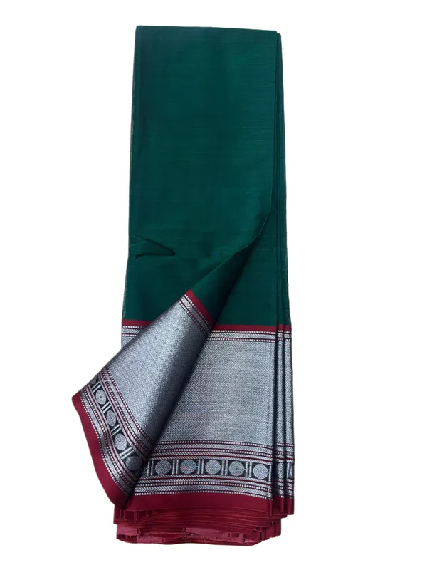 Green_Big_Silver_Bordered_Narayanpet_Cotton_Saree_For_Women