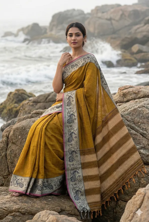Peocock_border__Pure_Narayanpet__cotton__saree_100%