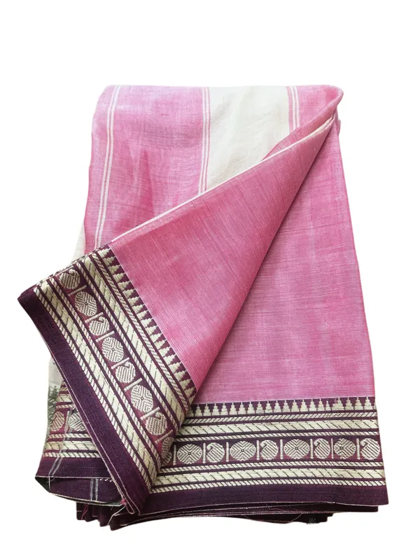 Pink_Colour_Small_Rudrakshi_Border_Handloom_Saree|6.20m_with_running_blouse