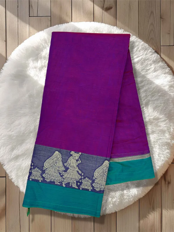 Maroon_Pure_Cotton_Agni_Border_Saree_For_Women