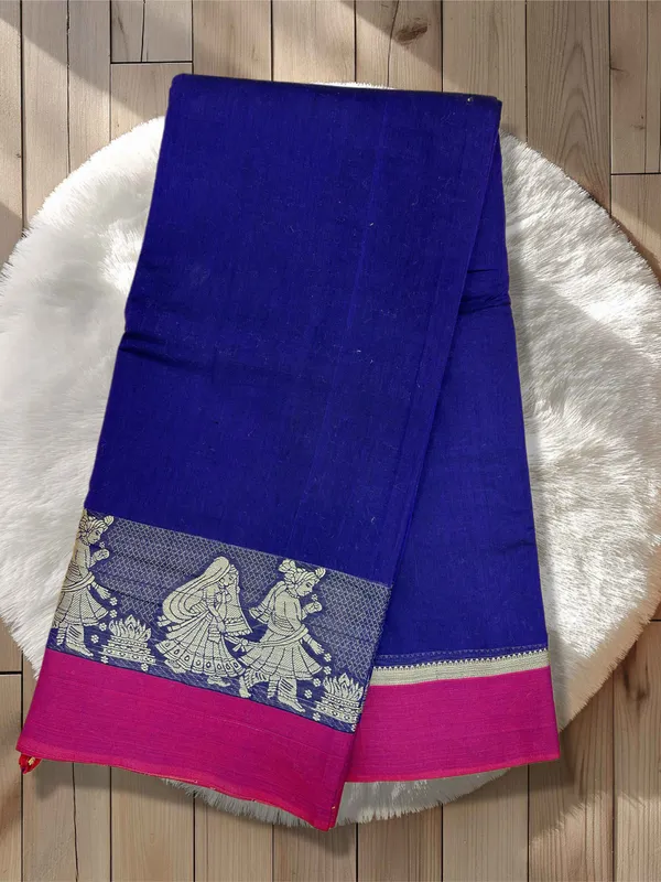 Blue_Pure_Cotton_Agni_Border_Purple_Blue_Saree_For_Women