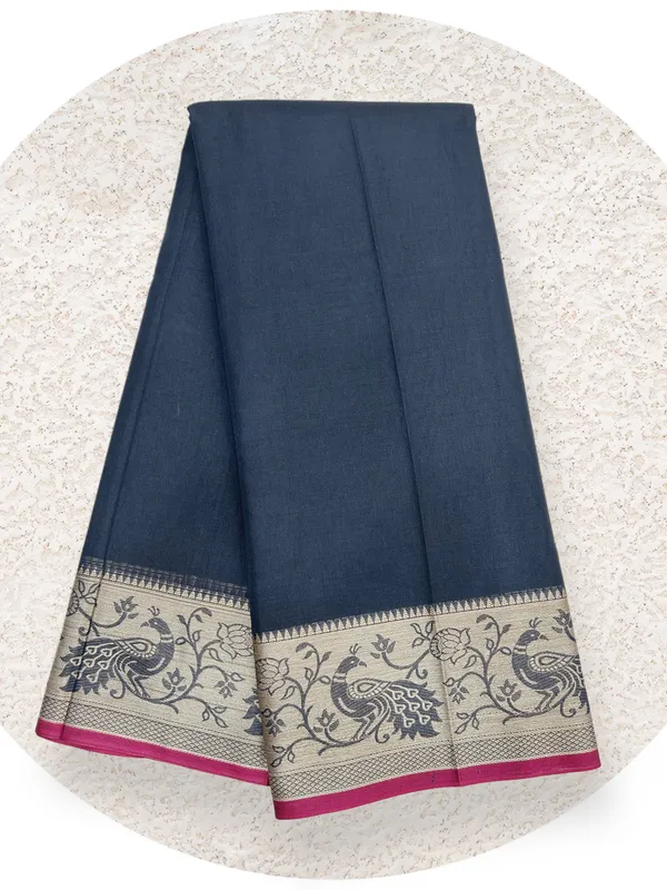 Black_100%_Pure_Cotton_Peocock_Border_Saree_For_Women