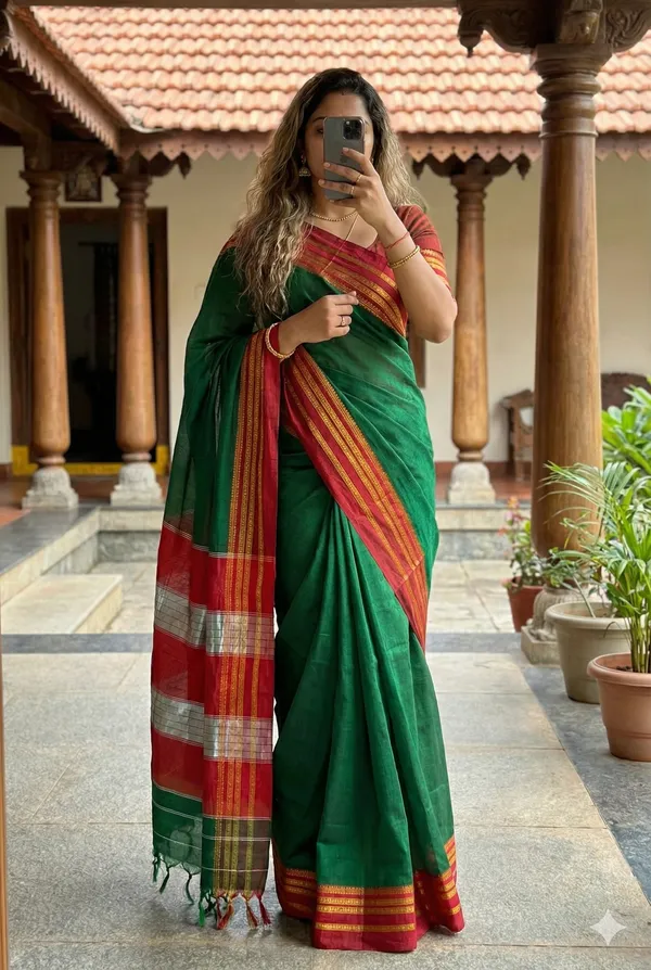 Green_Top_Pallu_Ilkal_Cotton_With_Silk_Pallu_Saree_For_Women