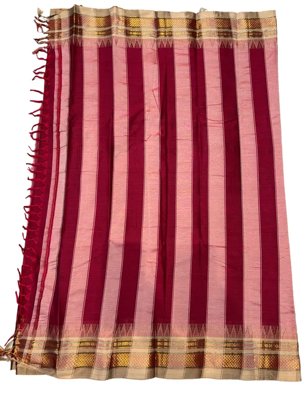 Red_Maroon_GM_Temple_Border_Narayanpet_Pure_Cotton_Saree_|_Handloom_Traditional_Saree_for_Women_|_6.20m_with_Blouse_Piece