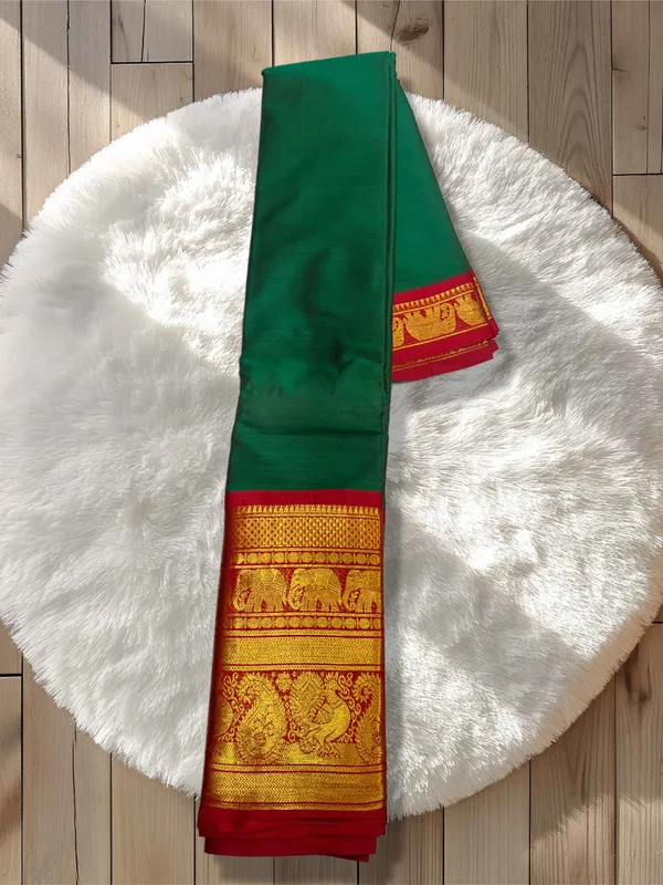 Green_Rich_Pallu_Big_Border_Pure_Narayanpet_100%_Cotton__Saree_For_Women