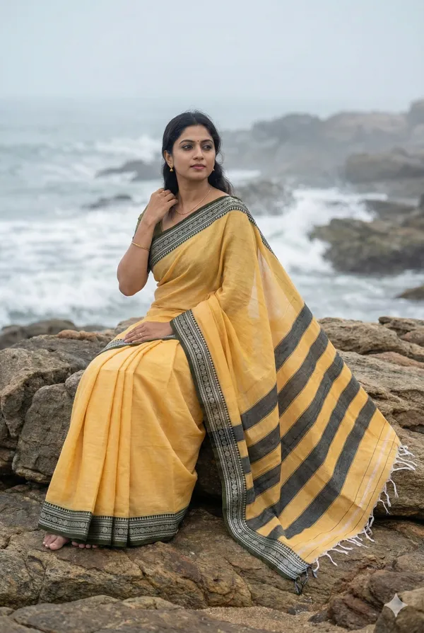 Rudrakshi_Border_Pure_Narayanpet__cotton__saree_100%