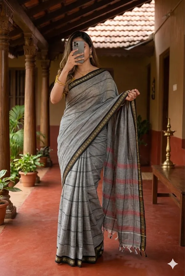 Small_Border_Narayanpet_Handloom_Cotton_Saree_for_Women_–_Traditional_Lightweight_Cotton_Sari_–_6.20_m_with_Blouse_Piece