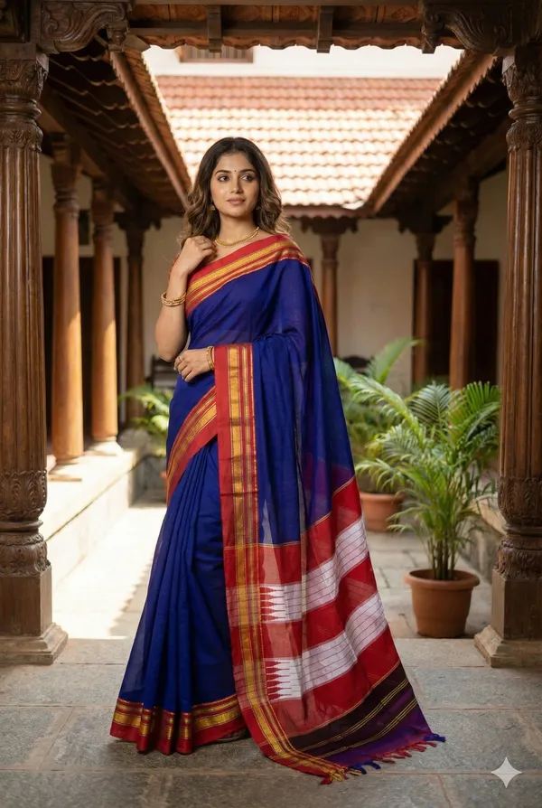 Blue_Ilkal_Top_Silk_Pallu_Saree_For_Women