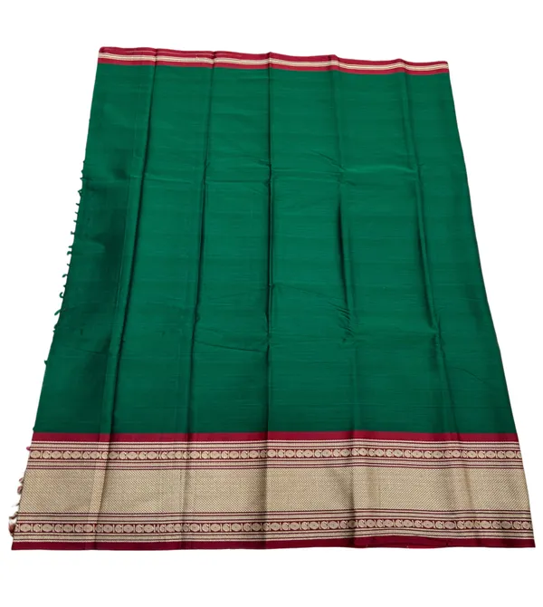 Green_Thread_Borders_Naraynpet_100%_Cotton__Saree_For_Women