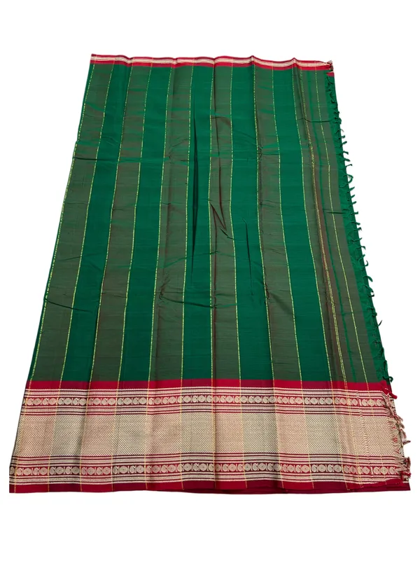 Green_Thread_Borders_Naraynpet_100%_Cotton__Saree_For_Women