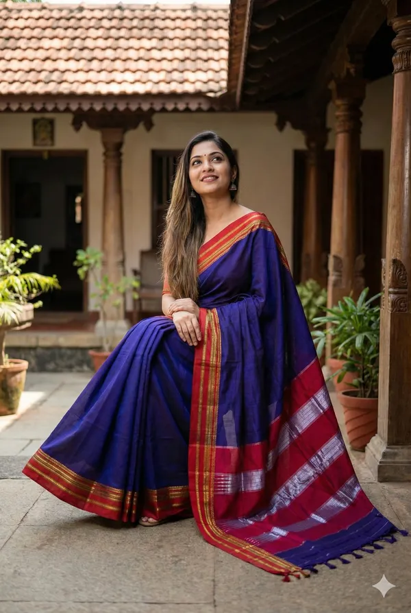 Blue_Top_Pallu_Ilkal_Cotton_With_Silk_Pallu_Saree_For_Women