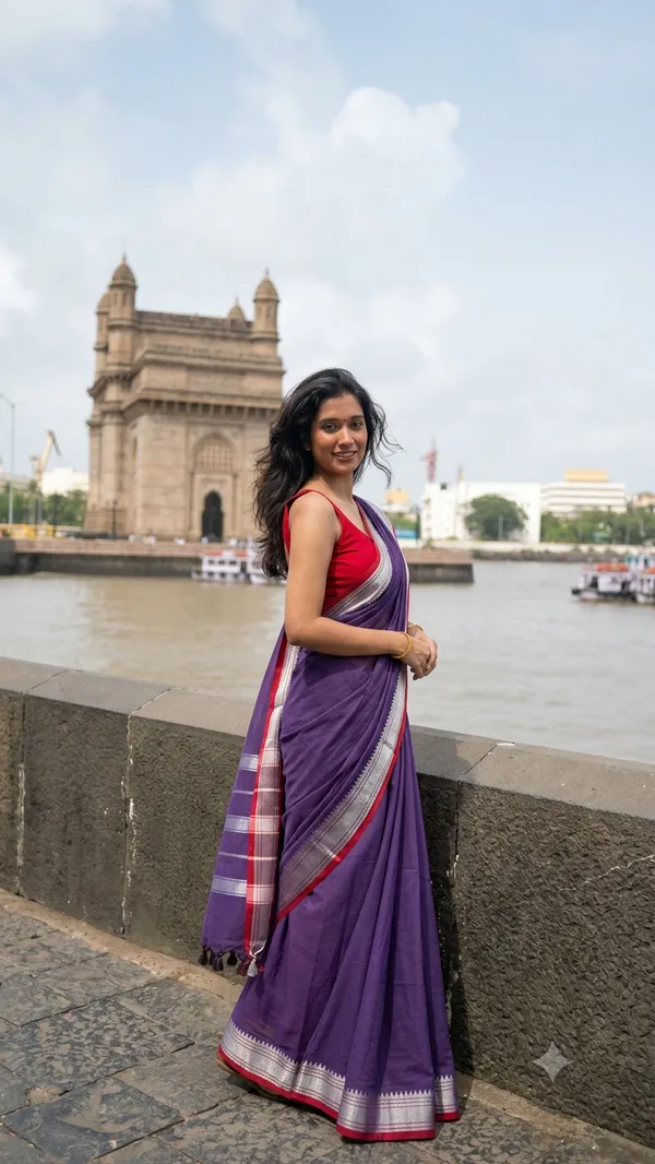 Narayanpet_Cotton_Saree_with_Silver_Zari_Border_&_Checked_Pallu