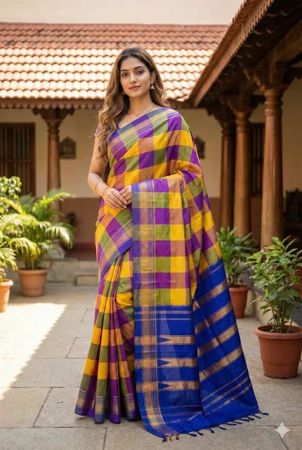 ilkal_cheqs_design__PURE_silk_100%_silk_mark