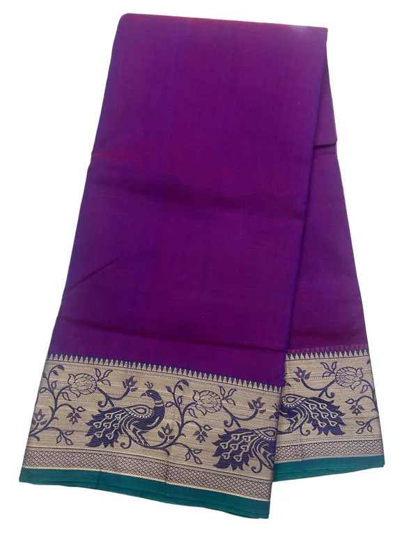 Maroon_100%_Cotton_Peocock_Border_Saree_For_Women