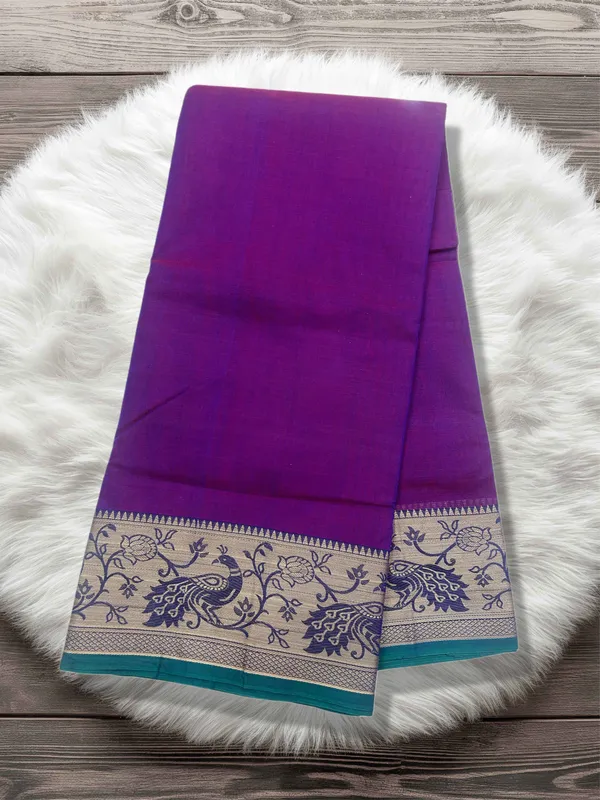 Maroon_100%_Cotton_Peocock_Border_Saree_For_Women
