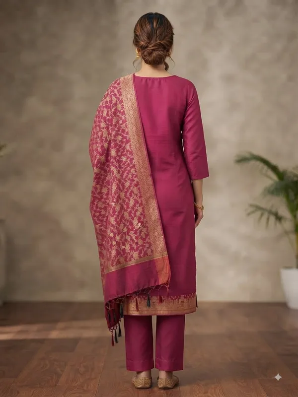 Magenta_Banarasi_Unstitched_Suit_Fabric_|_Cotton_Silk_Dress_Material_with_Zari_Weaving