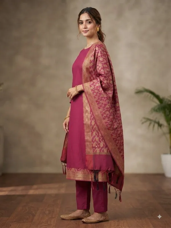Magenta_Banarasi_Unstitched_Suit_Fabric_|_Cotton_Silk_Dress_Material_with_Zari_Weaving