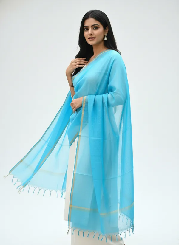 Light_Blue_Banarasi_Moonga_Check_Dupatta_For_Women