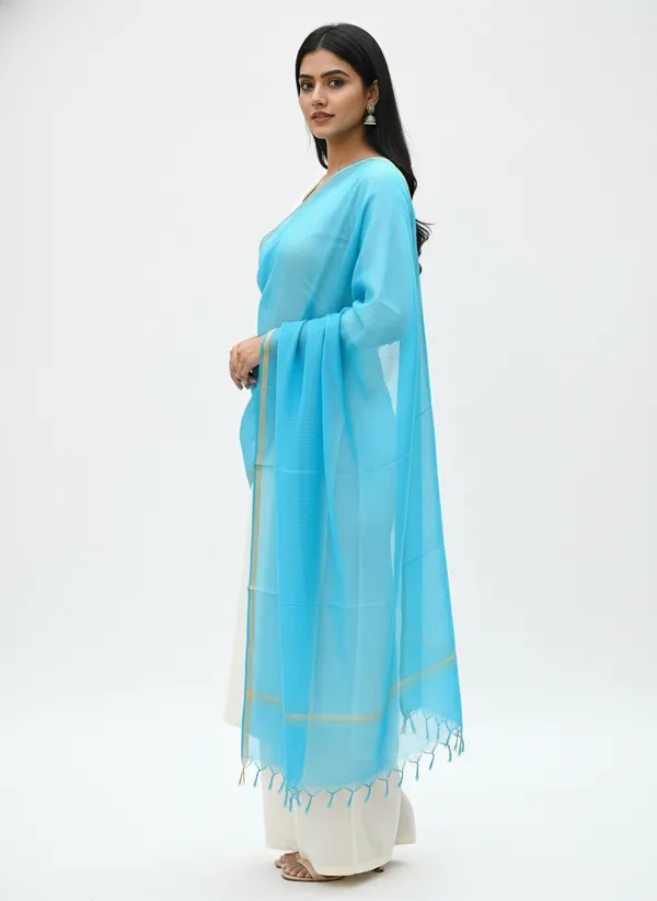 Light_Blue_Banarasi_Moonga_Check_Dupatta_For_Women