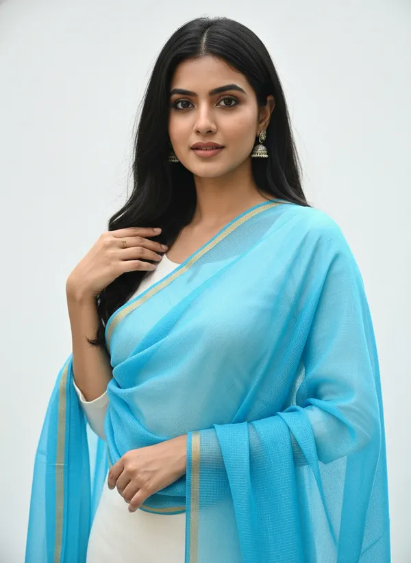 Light_Blue_Banarasi_Moonga_Check_Dupatta_For_Women