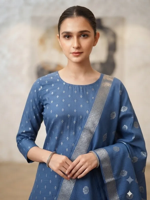 Peacock_Blue_Banarasi_Unstitched_Suit_Fabric_|_Cotton_Silk_Dress_Material_with_Zari_Weaving