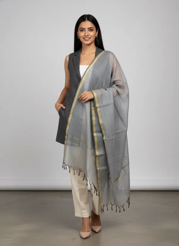 Grey_Banarasi_Plain_Dupatta_with_Zari_Border_for_Women_|_Lightweight_Traditional_Ethnic_Dupatta