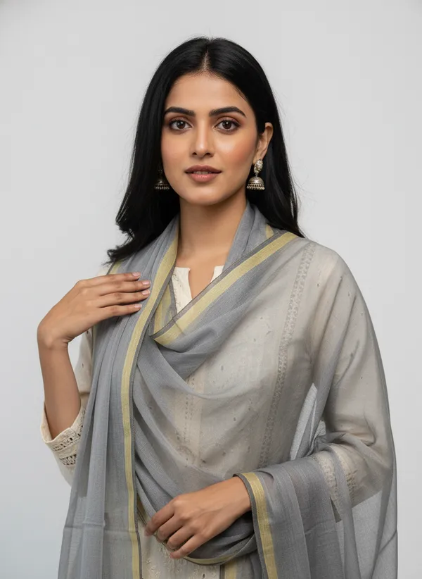 Grey_Banarasi_Plain_Dupatta_with_Zari_Border_for_Women_|_Lightweight_Traditional_Ethnic_Dupatta