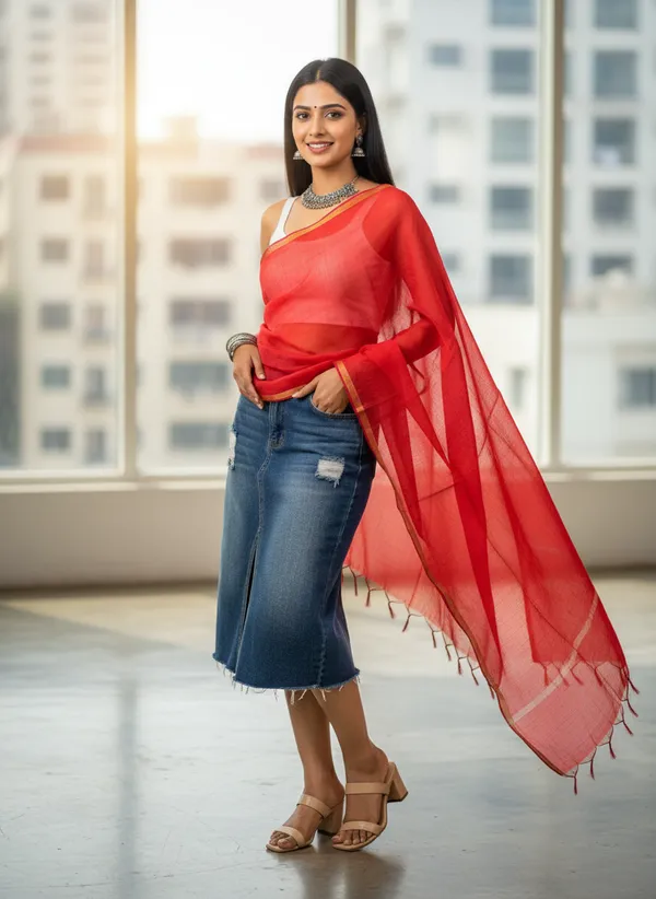 Red_Banarasi_Plain_Dupatta_with_Zari_Border_for_Women_|_Lightweight_Traditional_Ethnic_Dupatta