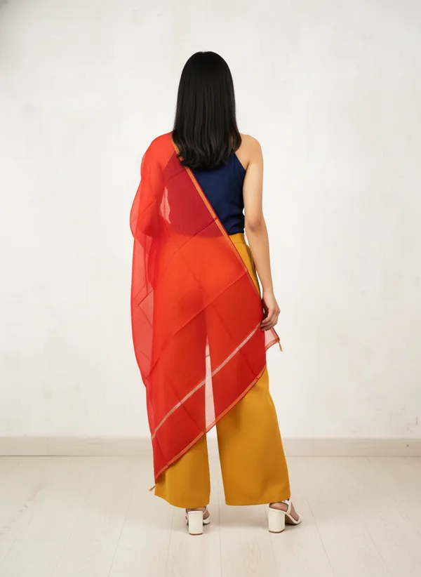 Red_Banarasi_Plain_Dupatta_with_Zari_Border_for_Women_|_Lightweight_Traditional_Ethnic_Dupatta