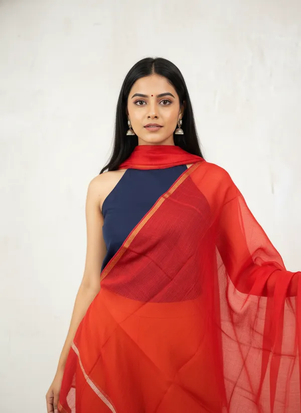 Red_Banarasi_Plain_Dupatta_with_Zari_Border_for_Women_|_Lightweight_Traditional_Ethnic_Dupatta